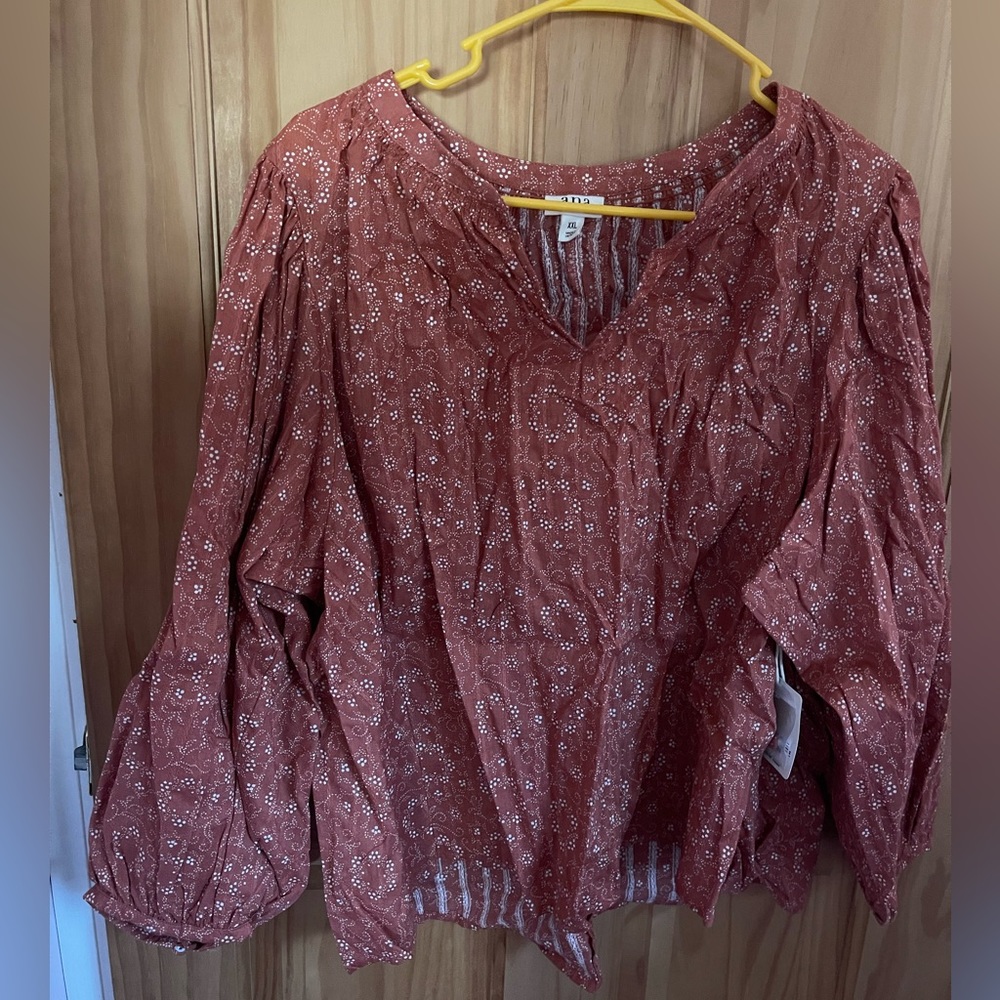 a.n.a. burnt orange linen shirt